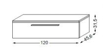 Meuble complémentaire en mélaminé sans LED poignée métal au choix 120 cm - 1 tiroir - SANIJURA Réf. 112318