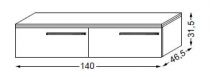 Meuble complémentaire HALO chêne massif sans LED poignée bois 140 cm - 2 x 1 tiroir - SANIJURA Réf. 112519
