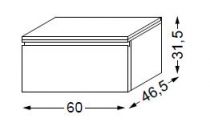 Meuble complémentaire laqué sans LED poignée intégrée 60 cm - SANIJURA Réf. 112407