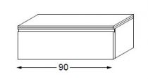 Meuble complémentaire laqué sans LED poignée intégrée 90 cm - SANIJURA Réf. 112424