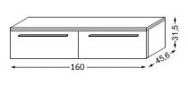 Meuble complémentaire laqué sans LED poignée métal 160 cm - 2 x 1 tiroir - SANIJURA Réf. 112320