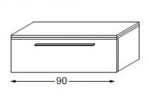 Meuble complémentaire laqué sans LED poignée métal 90 cm - SANIJURA Réf. 112324