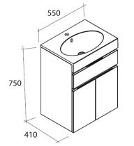 Meuble Decotec Egoïste 55cm 1 tiroir / 2 portes laque ou placage + plan vasque Céramyl