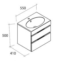 Meuble Decotec Egoïste 55cm 2 tiroirs laque ou placage + plan vasque Céramyl