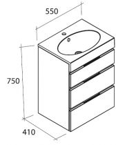 Meuble Decotec Egoïste 55cm 3 tiroirs laque ou placage + plan vasque Céramyl