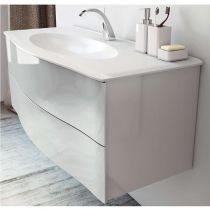 Meuble Decotec Epure 140cm 4 tiroirs + plan vasque double Céramyl® Blanc