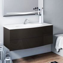 Meuble Decotec Epure 140cm 4 tiroirs + plan vasque double Céramyl® Blanc