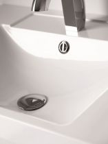 Meuble Decotec Rivoli 100cm 3 tiroirs + 1 porte à gauche / plan vasque Céramyl Blanc - Poignées Finn