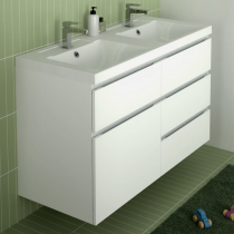 Meuble Decotec Rivoli 120cm 4 tiroirs + 1 porte à gauche / plan vasque Céramyl® Blanc - DECOTEC
