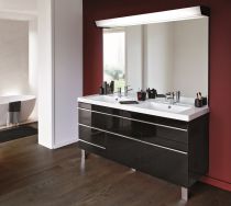 Meuble Decotec Rivoli 150cm 4 tiroirs + 2 portes à droite / plan vasque double Céramyl Blanc