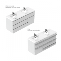 Meuble Decotec Rivoli 75cm 3 tiroirs + plan vasque Céramyl® Blanc