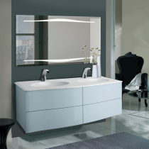 Meuble Épure 140cm 4 tiroirs avec plan-vasque double Céramyl®  / Laque au choix - DECOTEC Réf. 1811721