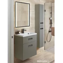 Meuble gain de place Optimum 60cm 1 tiroir + 1 ou 2 portes avec vasque C&eacute;ramyl&reg; / D&eacute;cor bois ou Laque au choix - DECOTEC 