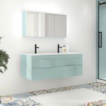 Meuble Illusion 120cm 2 tiroirs avec double vasque céramique / Laque & poignées au choix - DECOTEC 1816091