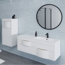 Meuble Illusion 120cm 2 tiroirs avec plan-vasque céramique à droite ou à gauche / Laque & poignées au choix - DECOTEC