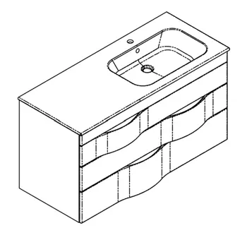 Meuble Illusion 120cm 3 tiroirs avec plan-vasque c�ramique � droite ou � gauche / Laque & poign�es au choix - DECOTEC