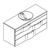 Meuble Illusion 140cm 3 tiroirs / Plan Chêne ou Solidsurface + 1 vasque semi-encastrée / Laque & poignées au choix - DECOTEC