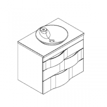 Meuble Illusion 80cm 3 tiroirs / Plan Chêne ou Solidsurface + 1 vasque semi-encastrée / Laque & poignées au choix - DECOTEC