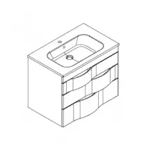 Meuble Illusion 81cm 3 tiroirs avec plan-vasque céramique / Laque & poignées au choix - DECOTEC 1816161