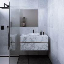 Meuble Karma 101cm 2 tiroirs pour vasque à poser / Céram décor & Laque ou Chêne ou Full céram (vasque en option) - DECOTEC 1827011