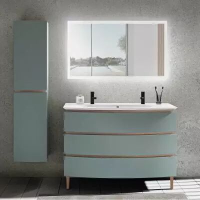 Meuble laqu� BEL-AMI 125 cm 3 tiroirs avec vasque C�ramyl pour 2 robinets - DECOTEC R�f. 1820371