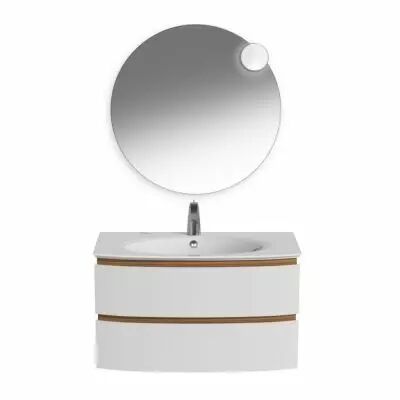 Meuble laqu� BEL-AMI 85 cm 2 tiroirs avec vasque C�ramyl - DECOTEC R�f. 1820301