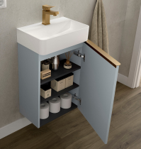 Meuble lave-mains AIDA 44cm 1 porte Blue fog - SALGAR Réf. 114653