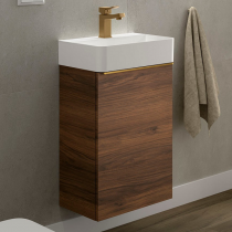 Meuble lave-mains AIDA 44cm 1 porte Noyer maya - SALGAR Réf. 114648