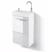 Meuble lave-mains COMBO 44cm 1 porte laqu&eacute; avec vasque Solidsurface & distributeur de savon - DECOTEC 1555161 