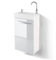 Meuble lave-mains COMBO 44cm 1 porte laqué blanc brillant avec vasque Solidsurface & distributeur de savon - DECOTEC 1555161 