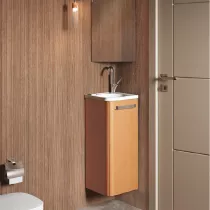 Meuble lave-mains d\'angle JAZZ 30,5cm 1 porte laqu&eacute; avec vasque C&eacute;ramyl&reg; - DECOTEC