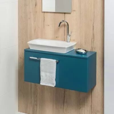 Meuble lave-mains Esquisse Cabine 70cm 1 porte laqu�e avec d�rouleur de papier - DECOTEC