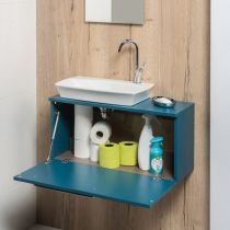 Meuble lave-mains Esquisse Cabine 70cm 1 porte laquée avec dérouleur de papier - DECOTEC