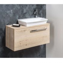 Meuble lave-mains Esquisse Cabine 70cm 1 porte mélaminé bois avec dérouleur de papier - DECOTEC