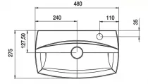 Meuble lave-mains Esquisse escale 48cm 1 porte laqu&eacute;e avec vasque c&eacute;ramique - DECOTEC
