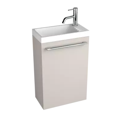 Meuble lave-mains SUCRE 40cm 1 porte laqu� avec vasque Ceramyl ou Solid surface - DECOTEC
