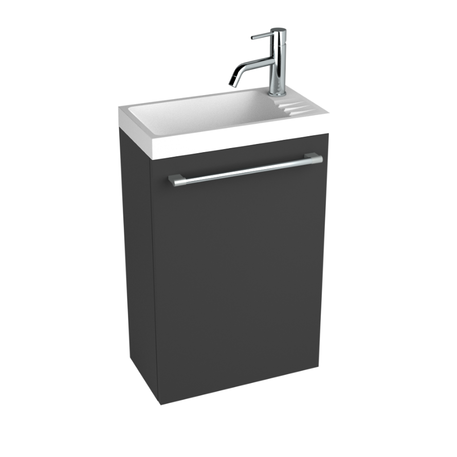 Meuble lave-mains COMBO 44cm 1 porte laqué avec vasque Solidsurface &  distributeur de savon - DECOTEC 1555161