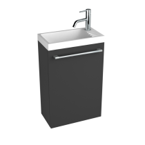 Meuble lave-mains SUCRE 40cm 1 porte laqué avec vasque Ceramyl ou Solid surface - DECOTEC