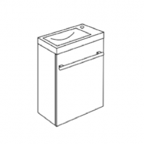 Meuble lave-mains SUCRE 40cm 1 porte laqué avec vasque Céramyl® sans porte-savon - DECOTEC Réf. 1145271