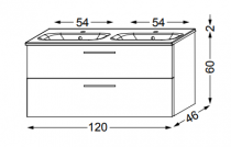 Meuble Lomi 2 tiroirs 120 cm avec double vasque céramique - SANIJURA Réf. 377095