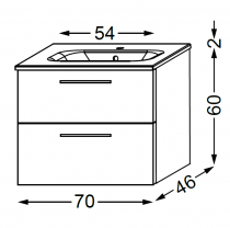 Meuble Lomi 2 tiroirs 60 cm avec vasque céramique - SANIJURA Réf. 377090