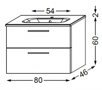 Meuble Lomi 2 tiroirs 80 cm avec vasque céramique - SANIJURA Réf. 377092