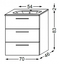 Meuble Lomi 3 tiroirs 80 cm avec vasque céramique - SANIJURA Réf. 377102