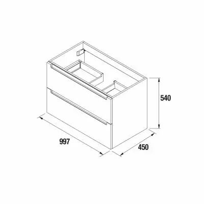 Meuble MONTERREY 1000 2 tiroirs m�tallique MACCHIATTO 997 x 540 x 450 mm - SALGAR R�f. 81719