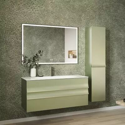 Meuble Pagode 121cm 2 tiroirs avec plan-vasque Solidsurface ou c�ramique (per�age 1 robinet) / Laque mat au choix - DECOTEC 