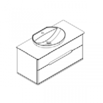Meuble Résonance 104cm 2 tiroirs Laque au choix + plan Céram décor + vasque Blanc - DECOTEC Réf. 1820902