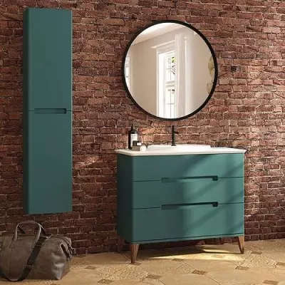 Meuble R�sonance 104cm 3 tiroirs avec plan vasque Solidsurface ou D�cor C�ram marbre / Laque au choix - DECOTEC 1820921