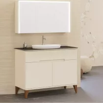 Meuble Résonance 124cm 1 tiroir /2 portes avec plan vasque Solidsurface ou Décor Céram marbre / Laque au choix - DECOTEC 1820971