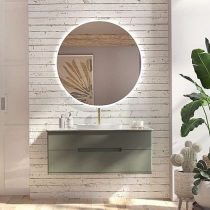  Meuble Résonance 124cm 2 tiroirs avec plan vasque Solidsurface ou Décor Céram marbre / Laque au choix - DECOTEC Réf. 1820941