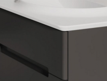 Meuble Résonance 124cm 2 tiroirs Laque au choix + plan Ceram décor + vasque Blanc  - DECOTEC Réf. 1820942